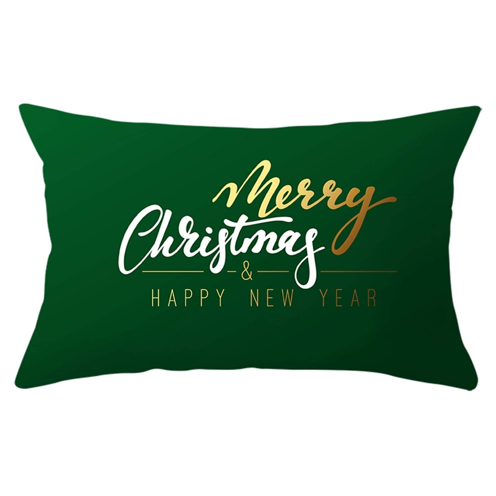 Linen Couch Pillow Covers Large Cushion Cover For Chair Green Couch Pillow Covers With Zipper Cushion Covers Extra Large "Merry Christmas Happy New Year" Throw Pillow Covers 30x50 cm