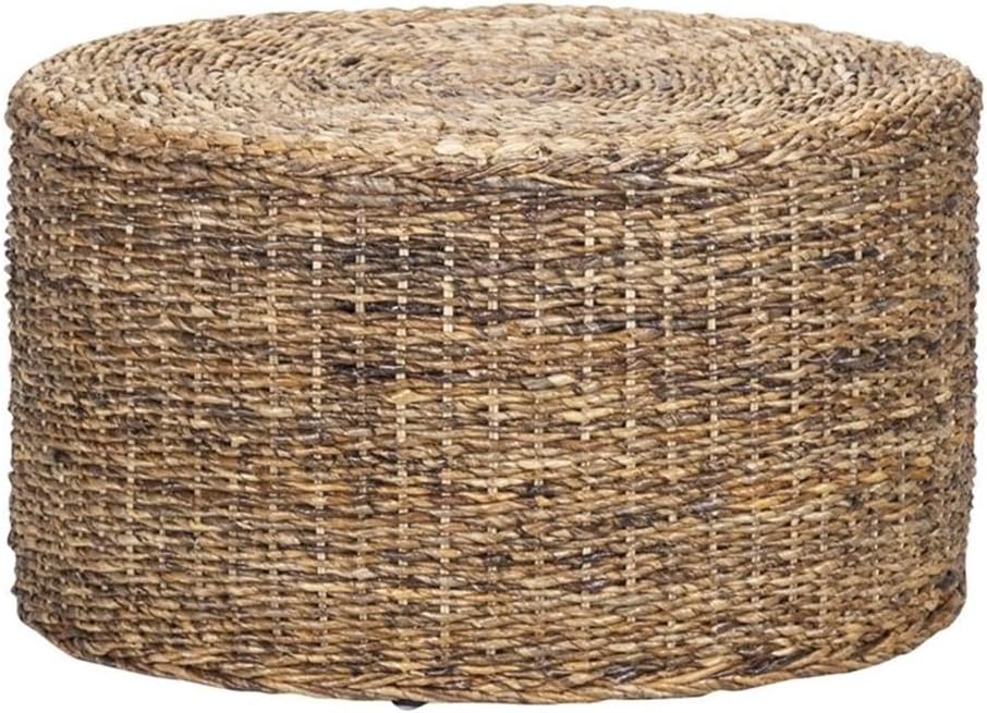 Trent Home Transitional Round Wicker/Rattan Coffee Table, 32 in x 32 in x 18 in, Handwoven Rattan Abaca, Multi Brown Finish, Lightweight Organic Indoor Décor, Accent Piece for Living Room