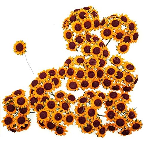 JZK 100 Piezas Flores Artificiales Girasol con Tallo de Hierro Cover