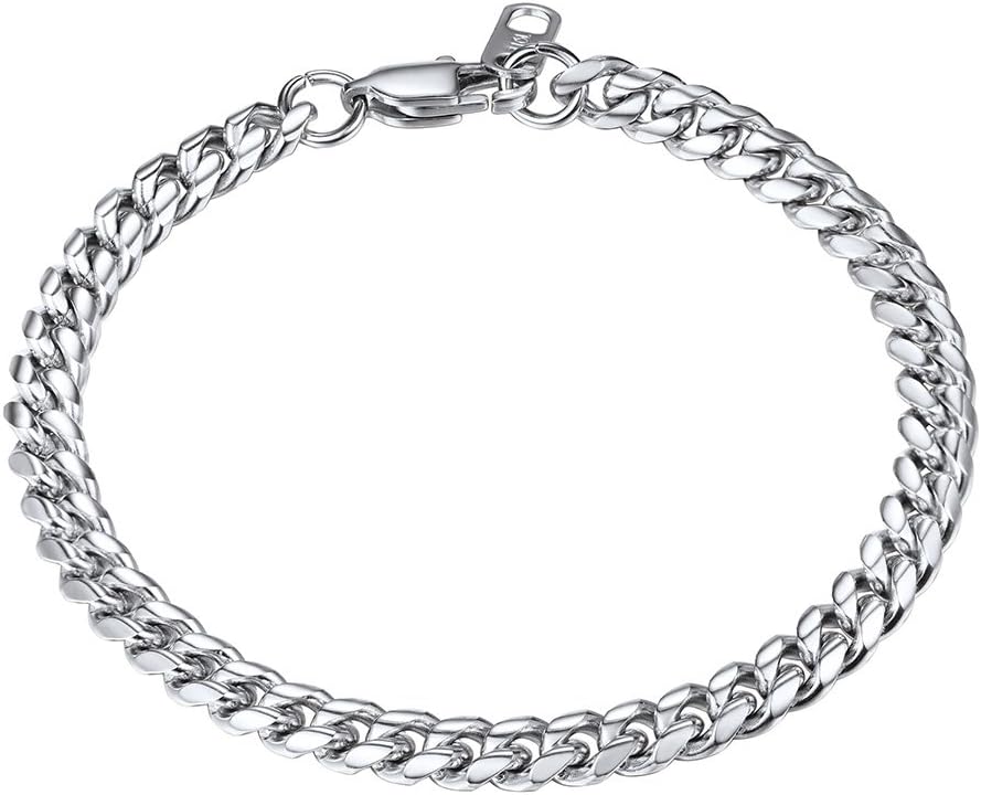Classic Franco Chain Bracelet for Men Stainless Steel Curb Link Chains Bracelets Womens Mens Jewelry Gift, 6mm Width 7.5'' - b1. Franco & Stainless Steel - One Size