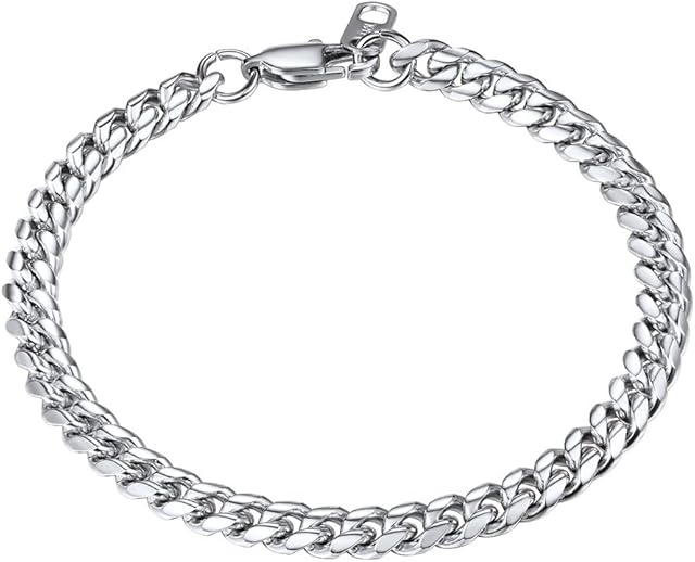 PROSTEEL Men Cuban Chain Bracelet for Men, 6 MM Width, 19-21CM Length, 316L Stainless Steel/Gold Tone/Black (Send Gift Box)