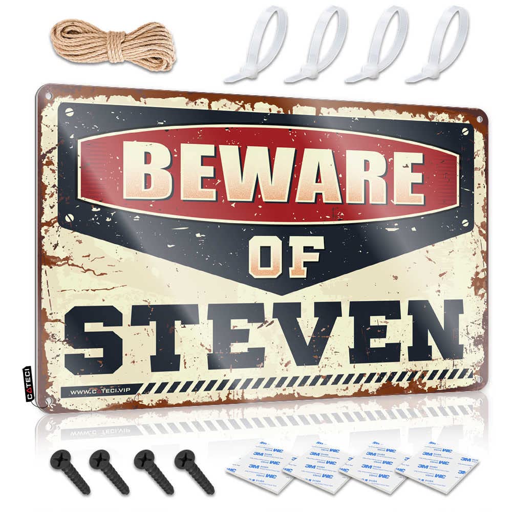 Vintage Wall Art Stitch Wall Decor | Beware Of Steven Country For Basement Bar Home(30X40CM)
