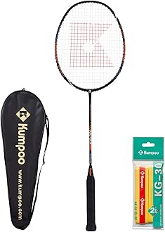 KUMPOOBadminton Racket Professional | Carbon Fiber Badminton Racket Set with Grip&Bag Pro Badminton Racquet Lightweight for Beginner, Intermediate Players Outdoor Games
