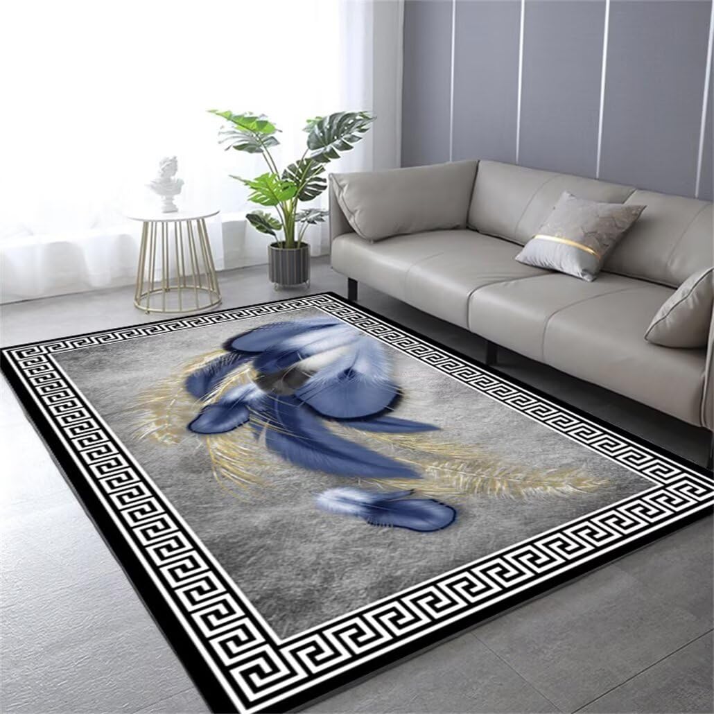 Tapis salon grande taille 100x150cm universel chambre enfant gris bleu