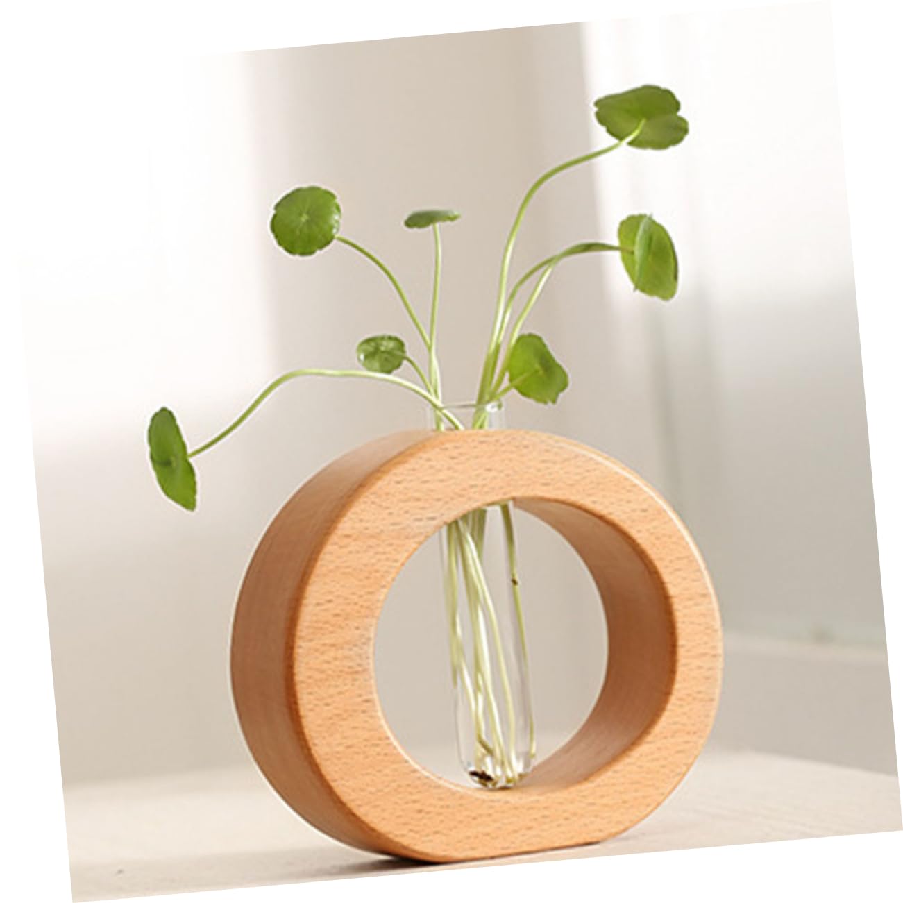 SOLUSTRE 5 Stück Holzständer mit Glasvase für Tischdeko für Blumenarrangements für Zuhause und Büro für Hochzeitsfeiern