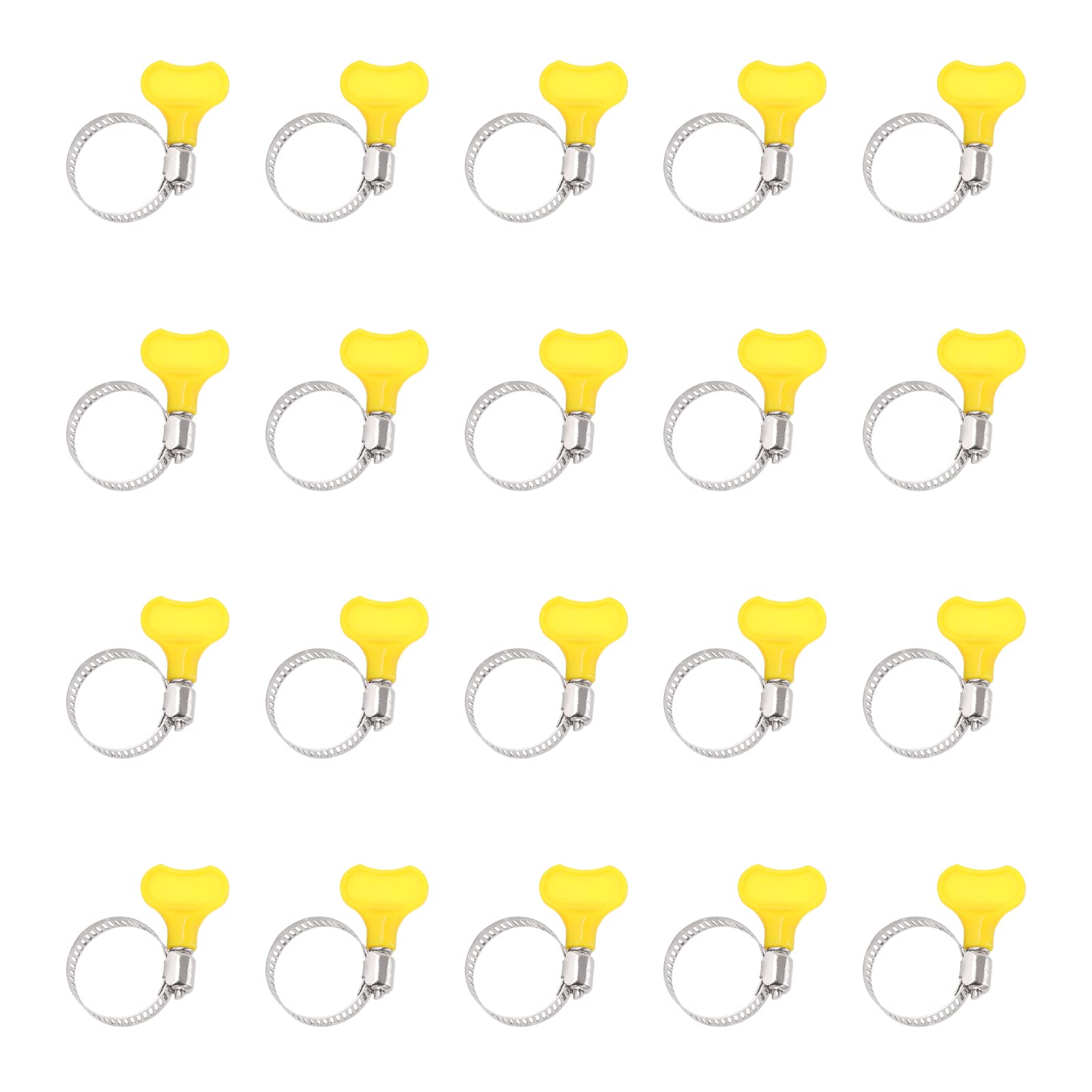 Glarks 20Pcs Adjustable 19-29MM Range Hose Clamps Set Key-Type Stainless Steel Worm Gear Hose Clamp with Plastic Handle for Water Pipe, Plumbing, Automotive and Mechanical Application (19-29MM)