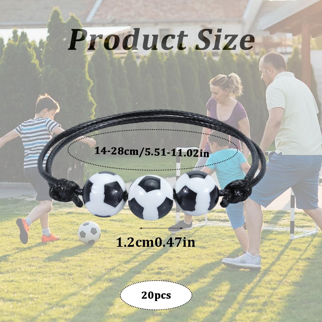 20 PCS braccialetti da calcio, braccialetti dell'amicizia per bambini, braccialetti regolabili per feste sportive, braccialetti per bambini regali per feste di compleanno, gadget calcio (Calcio) - 2