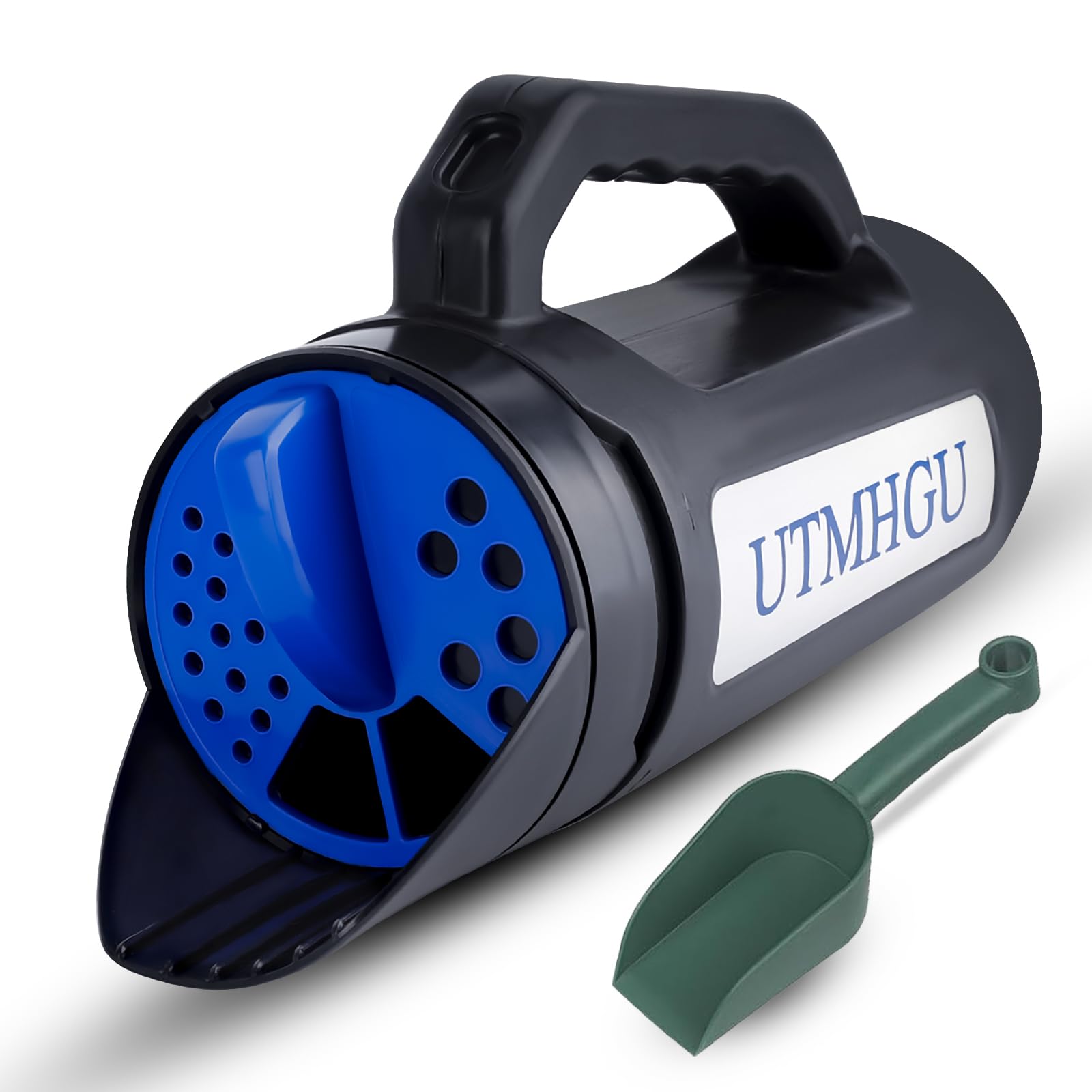 UTMHGU 3-in-1 Handheld Spreader for Grass Seed, Fertilizer and Ice Melt, Multi Purpose Lawn Feed Spreader with Adjustable Hole Size, 2.5L Large Capacity seed spreader