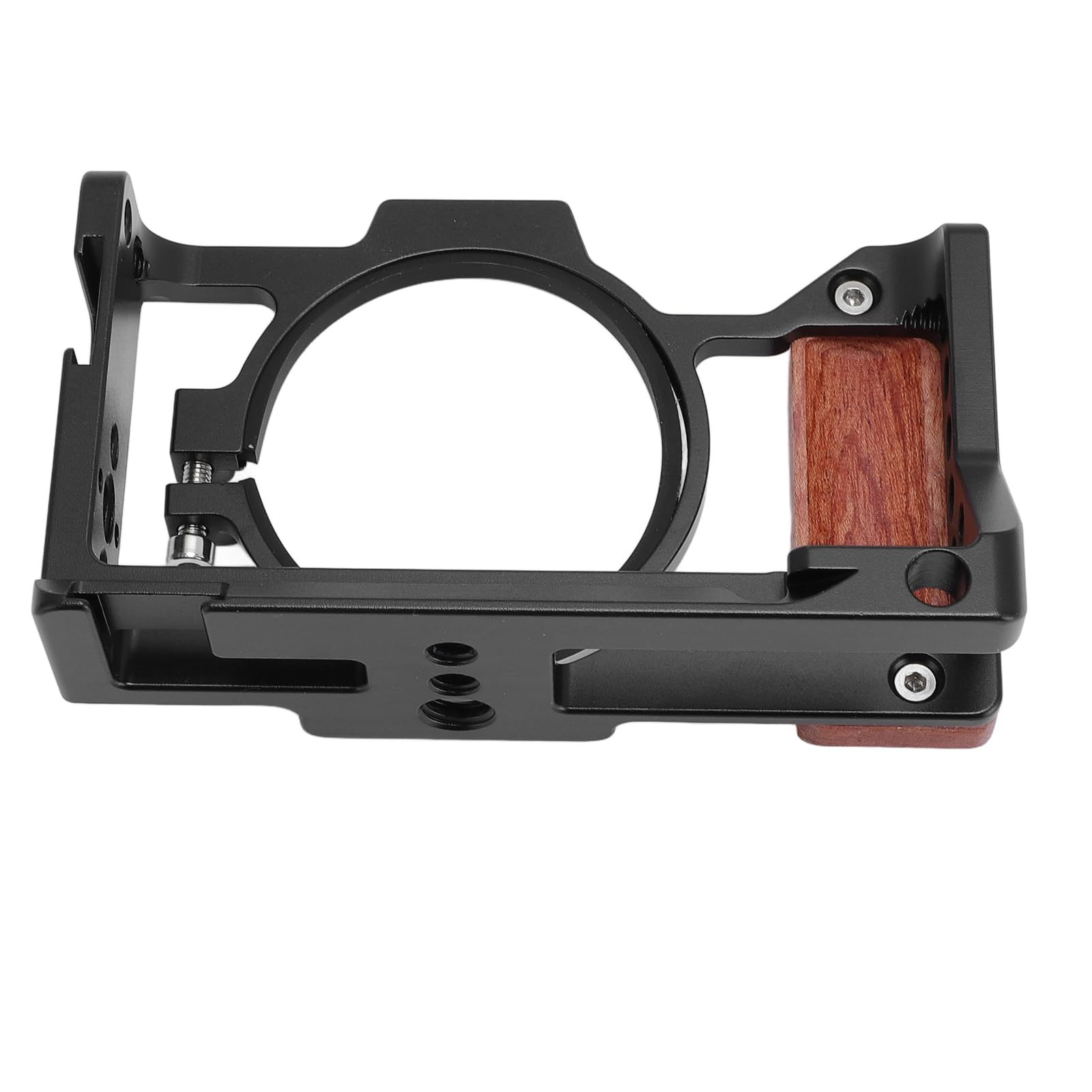 Estabilizador de Jaula de Cámara, Plataforma de Video de Aleación de Aluminio con Manija de Madera, Soporte de Zapatos Fríos para ZV 1 II ZV 1F, Múltiples Agujeros Roscados de