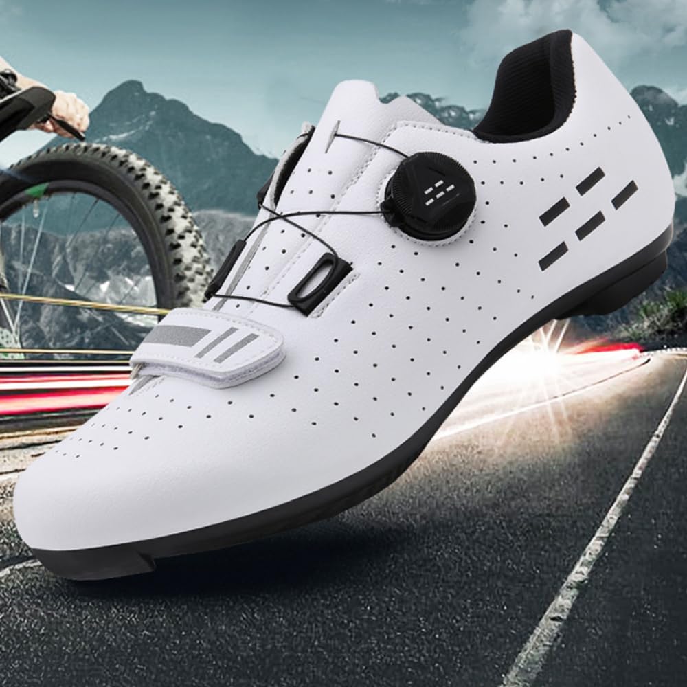Buty rowerowe MTB, męskie, damskie, antypoślizgowe, oddychające, do rowerów górskich, uniseks, buty rowerowe, oddychające, do rowerów górskich, profesjonalne trampki, biały, 40 EU