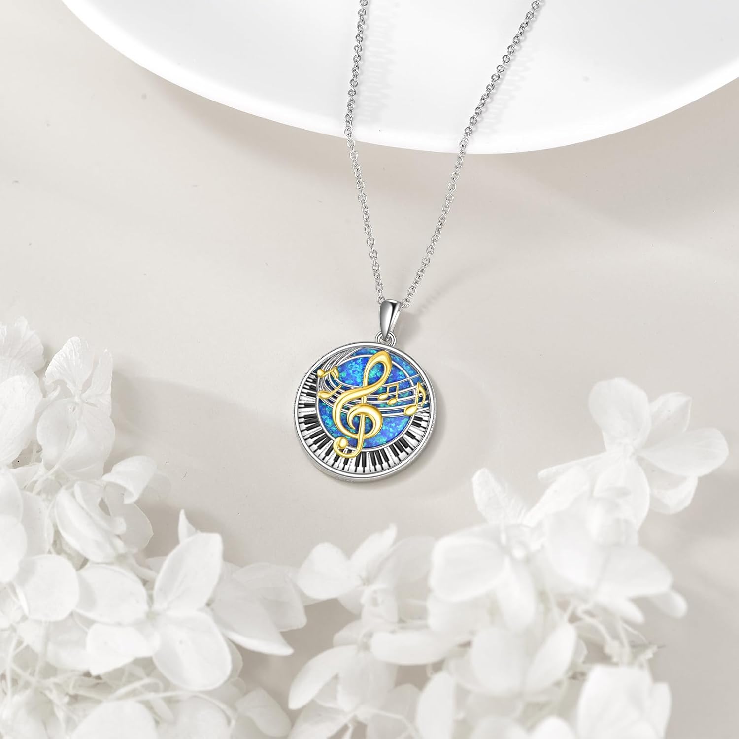 Music Note Necklace Sterling Silver InfinityPianoGuitar Pick Necklace Treble Clef Music Pendant Musical Jewelry Graduation Gifts for Women Musician Music Student - Image 4