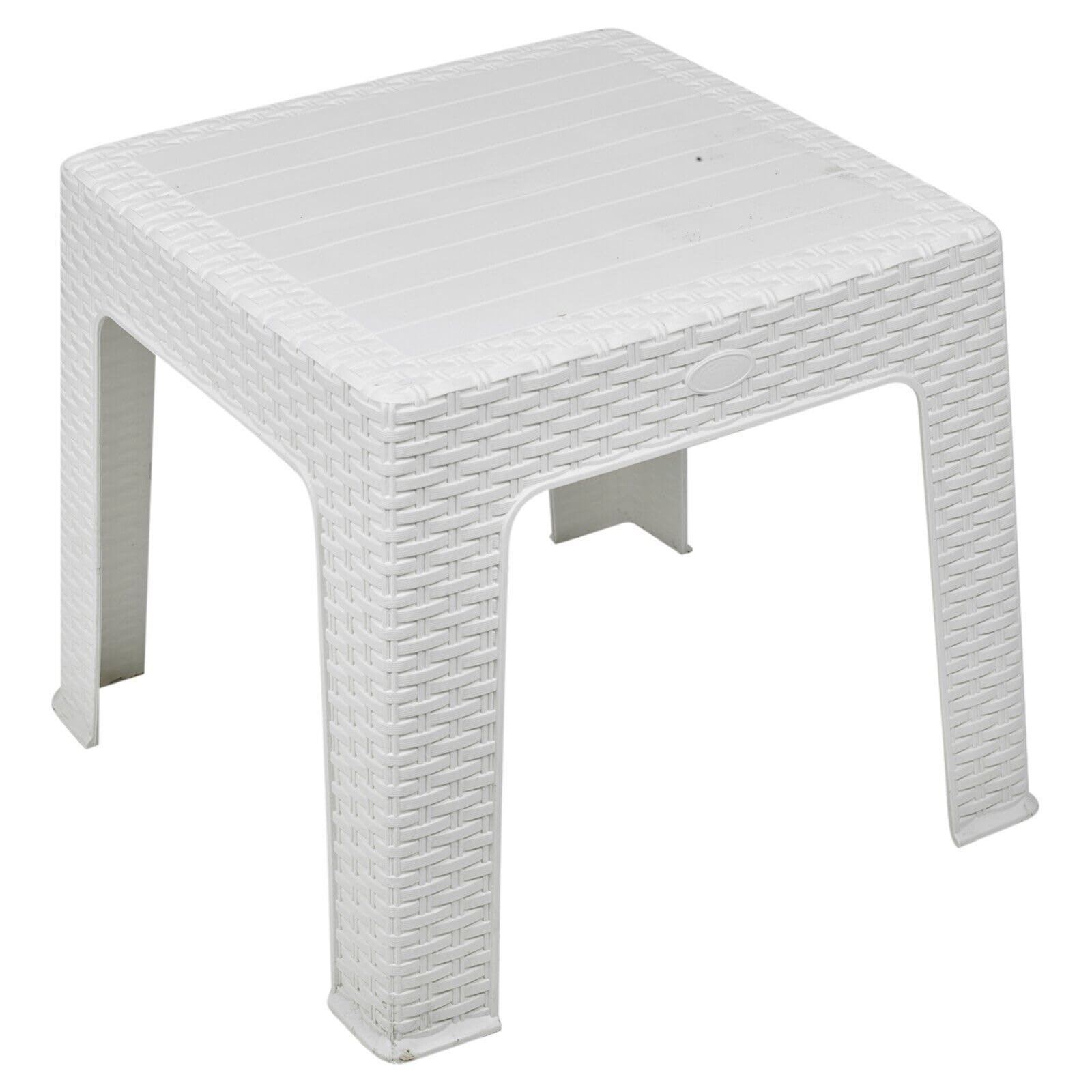 URBNLIVING Rattan Design Wicker Coffee Table Bistro Outdoor Plastic Garden Patio Furniture (White)