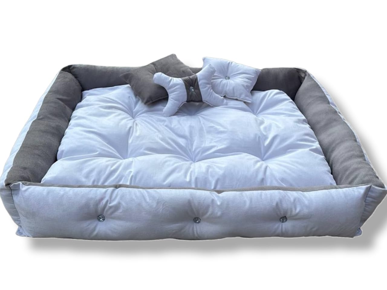 ROYALS RORE Dog Beds & Cat beds Washable Reversible Pet Beds White & Grey Anti Slip Hand or Machine Washable (Dimond Look) (S) (B0CKRV5JQD) Amazon Price History, Amazon Price Tracker