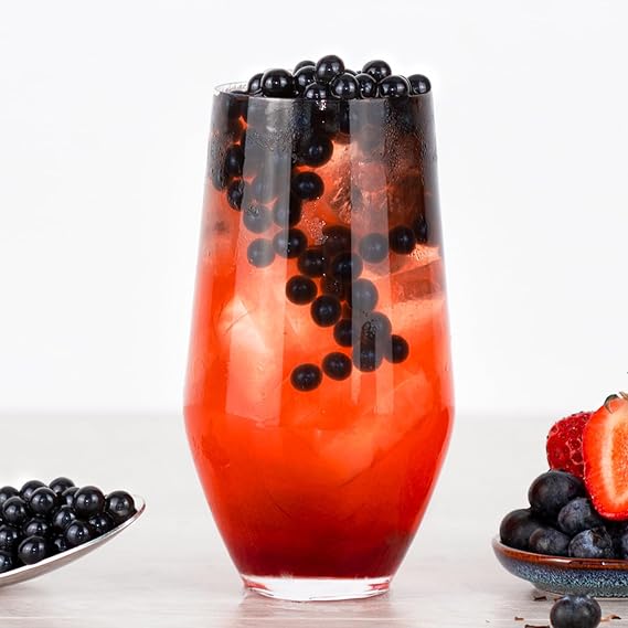 Berry Bubble Tea Kit | Fruit Boba Tea Set Includes Strawberry Syrup, Blueberry Popping Boba, Tea Bag and Paper Straw | by THE TEASHED