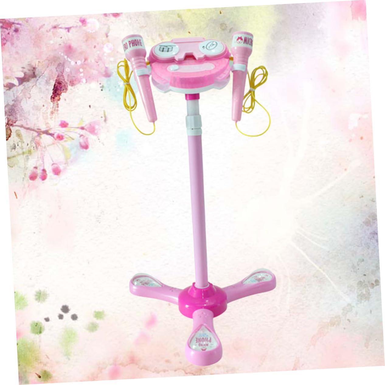 ORFOFE Microfono Giocattolo per Rosa con Illuminazione e Musica Doppi Microfoni Karaoke per Ragazzi e Ragazze Amplificatore e Funzioni Compatibili con Smartphone Gioco Educativo per