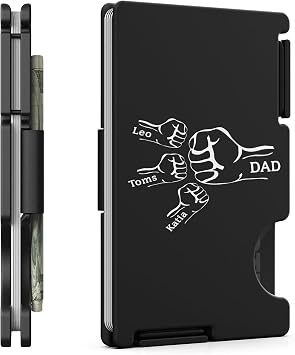 Dad Gifts, Customized Birthday Christmas Fathers Day Wedding Gift, Personalized Wallet for Daddy from Son, Custom Minimalist Metal Card Holder for StepDad from Daughter