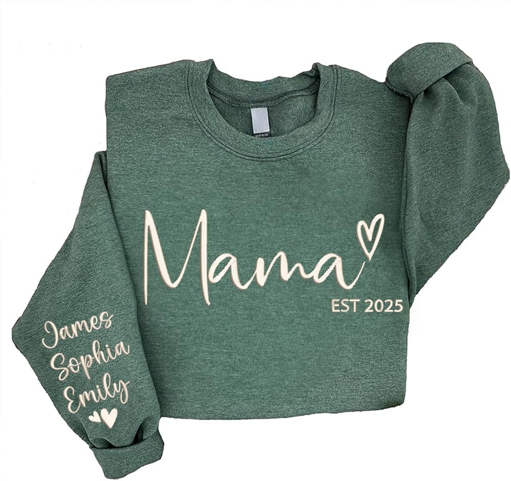 Custom Embroidered Grandma Sweatshirt, Personalized Nickname Embroidered Shirt, Christmas Mothers Day Shirt Gifts