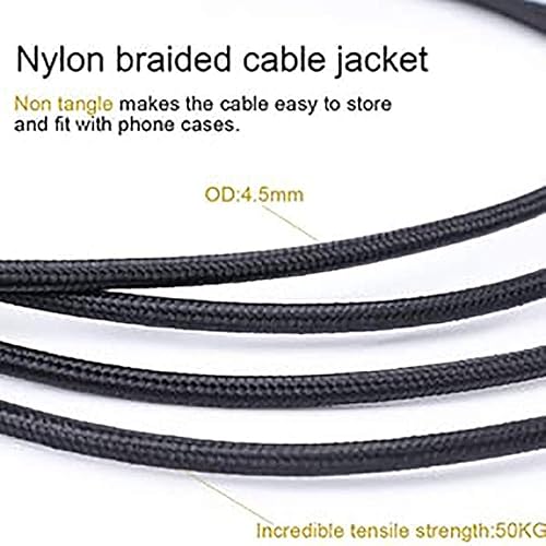 Miniatura 10 de SatelliteSale Auxiliary 3.5mm Right Angle Audio Jack Male to Male Digital Stereo Aux Cable Universal Wire Black Nylon Cord 3 feet