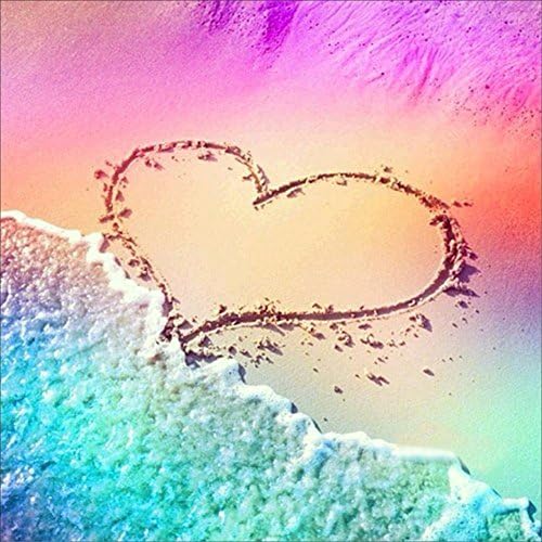Komking Paint by Number for Adullts Kids, Children's Paint by Number Kits with Brush Canvas for Home Decor Frameless 16x20inch - Romantic Loving Heart Beach