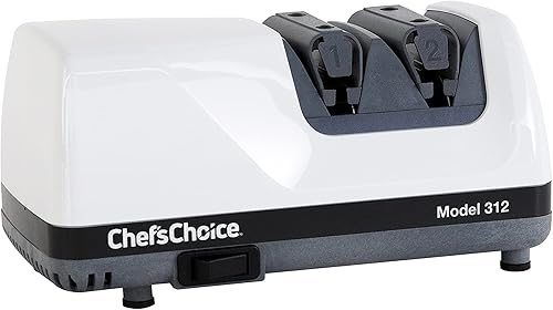 ChefsChoice Afiladores de cuchillos eléctricos para cuchillos rectos y dentados de 20 grados control de ángulo de precisión 2 etapas color blanco
