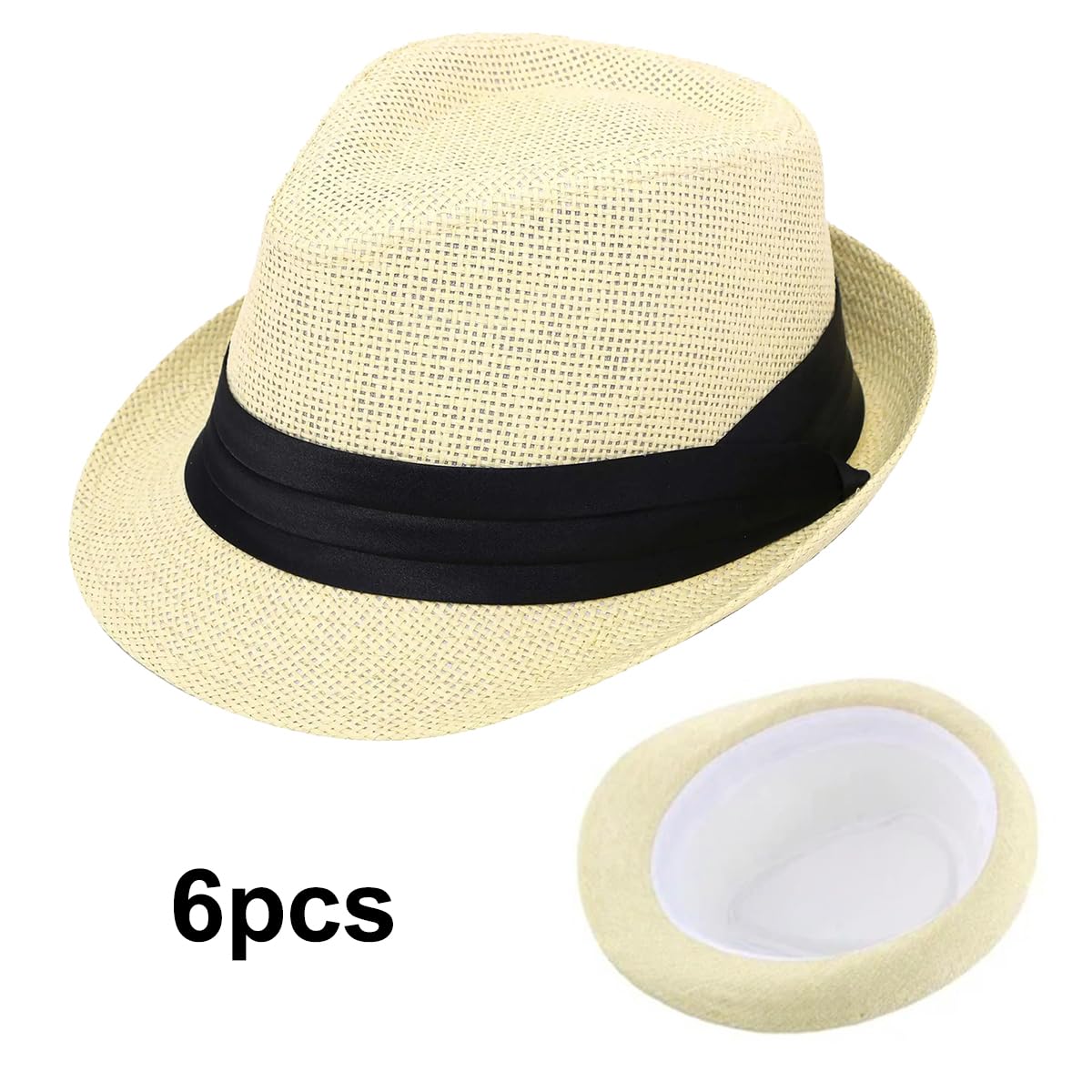 Sombreros Panamá de ala Corta, Sombreros Fedora Unisex para la Playa, Ideales para Fiestas, Disfraces y Bodas.