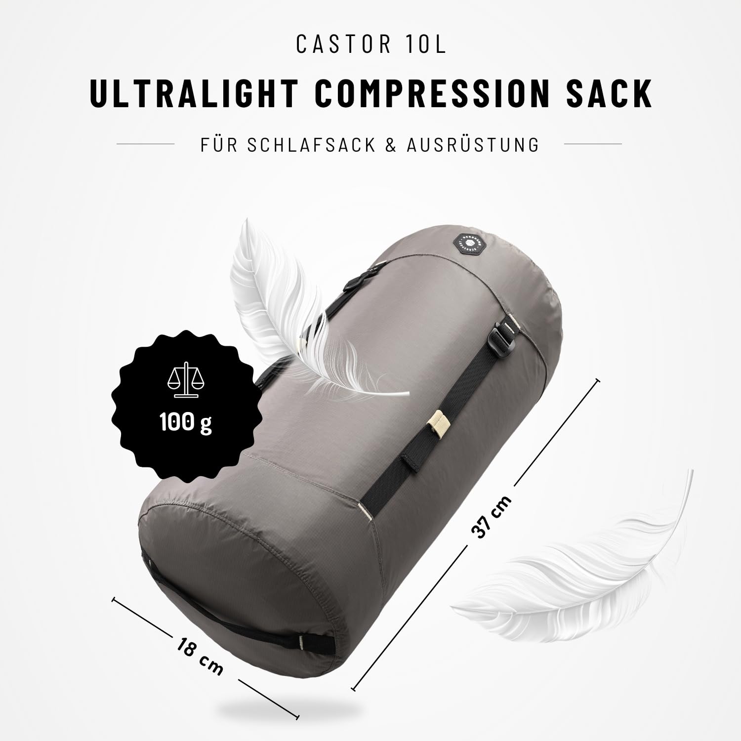 NORDKAMM Profi Kompressionssack für Schlafsack, Schlafsackhülle Ultraleicht 10L, 20L, 30L, aus wasserdichtem Robic® Performance Nylon für Reise, Outdoor, Wandern