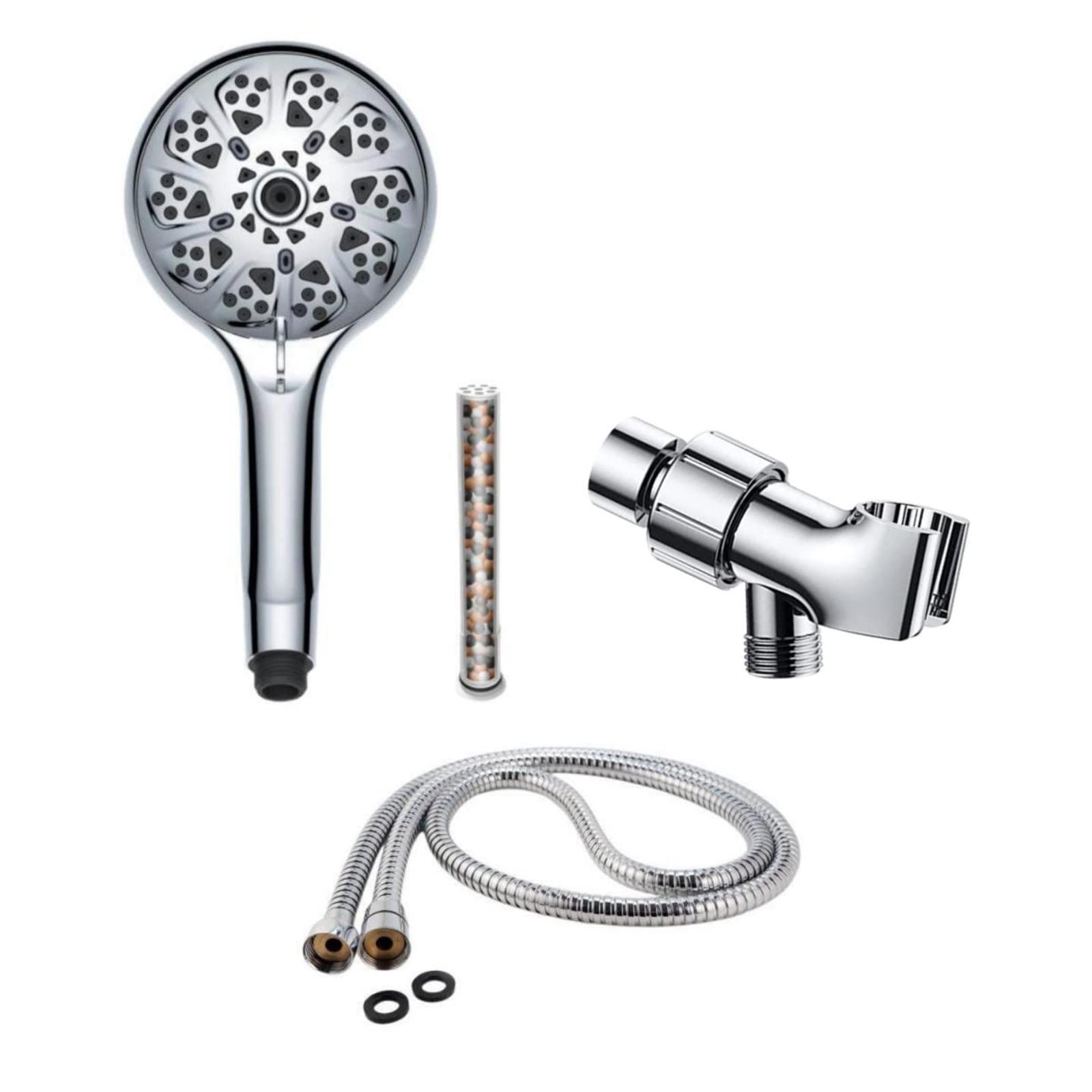 SWHC Filtración Alcachofa Ducha, 10 Modos ABS Alta Presión Antical Alcachofa de Ducha de Mano con Manguera, Soporte, Fácil de Instalar, Cromado G1/2 Ajuste Universal Duchas de Baño Alcachofa