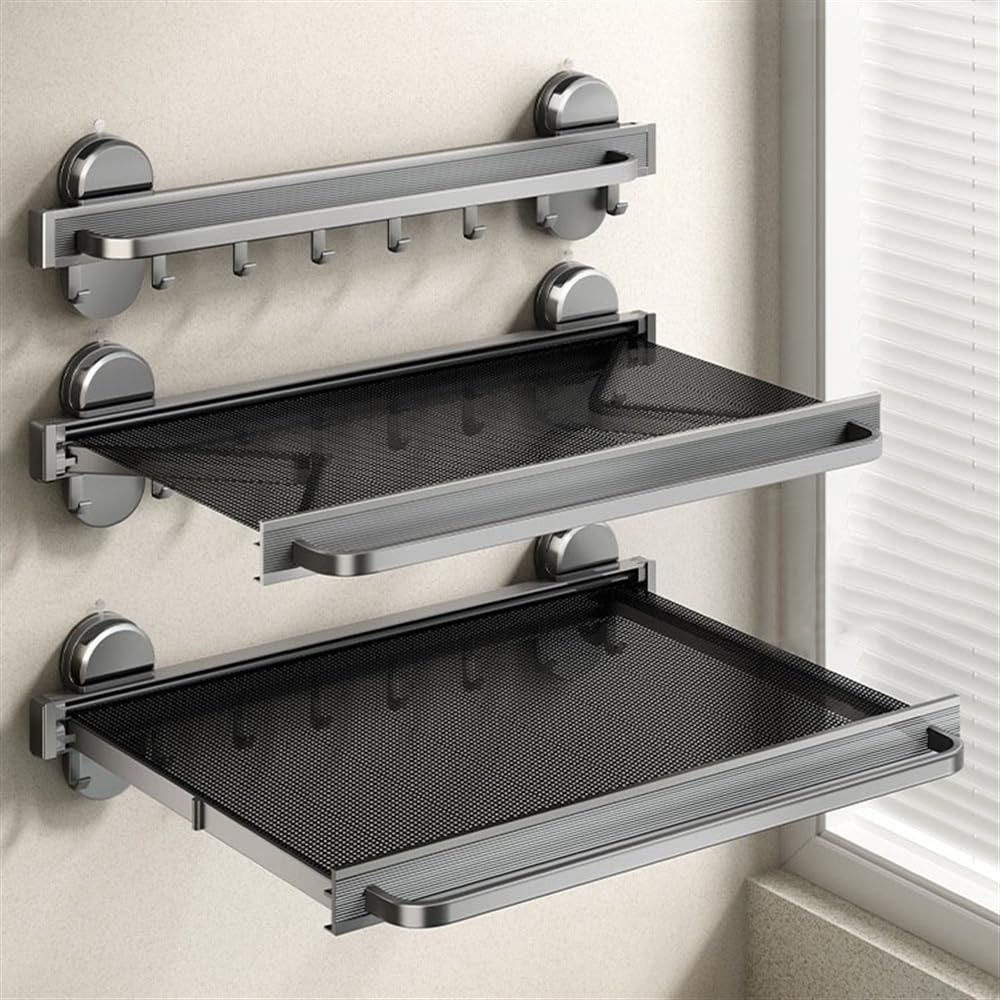 Łazienkowy pojemnik pod prysznic, przyssawka, wieszak na ręczniki, wysuwany uchwyt na ręczniki, montowany na ścianie, chowany aluminiowy organizer na ręczniki z prętem i haczykami do