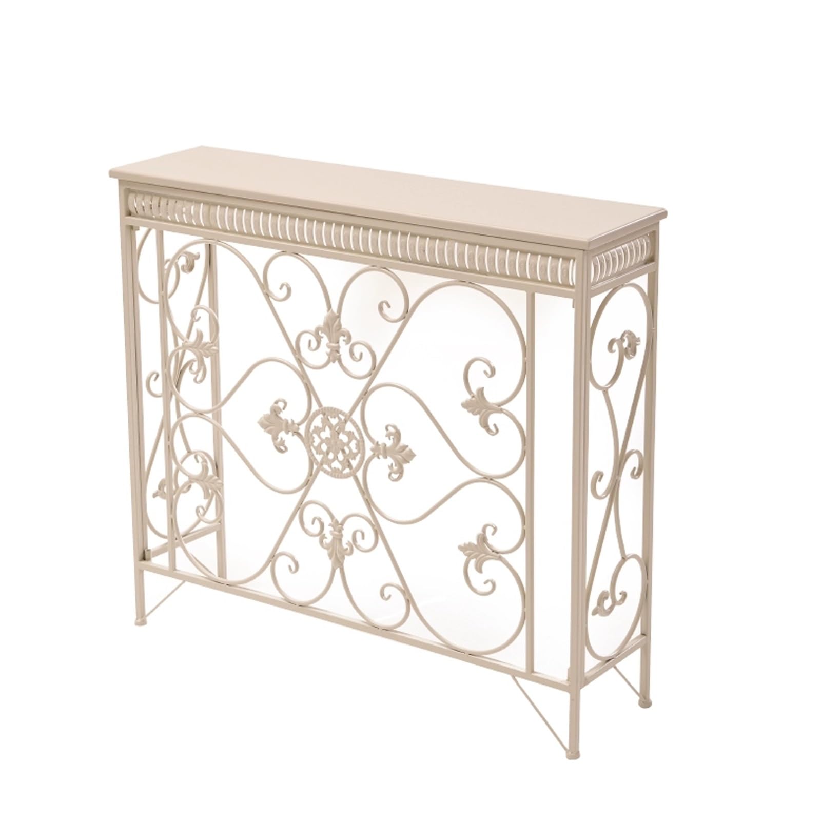Copritermosifone con Piano in Legno, Copricalorifero Moderno Decorativo in Ferro Battuto, Mobiletto Decorativo per Soggiorno, Camera da Letto, Ingresso(White,90x24x80cm/35x9x31in)