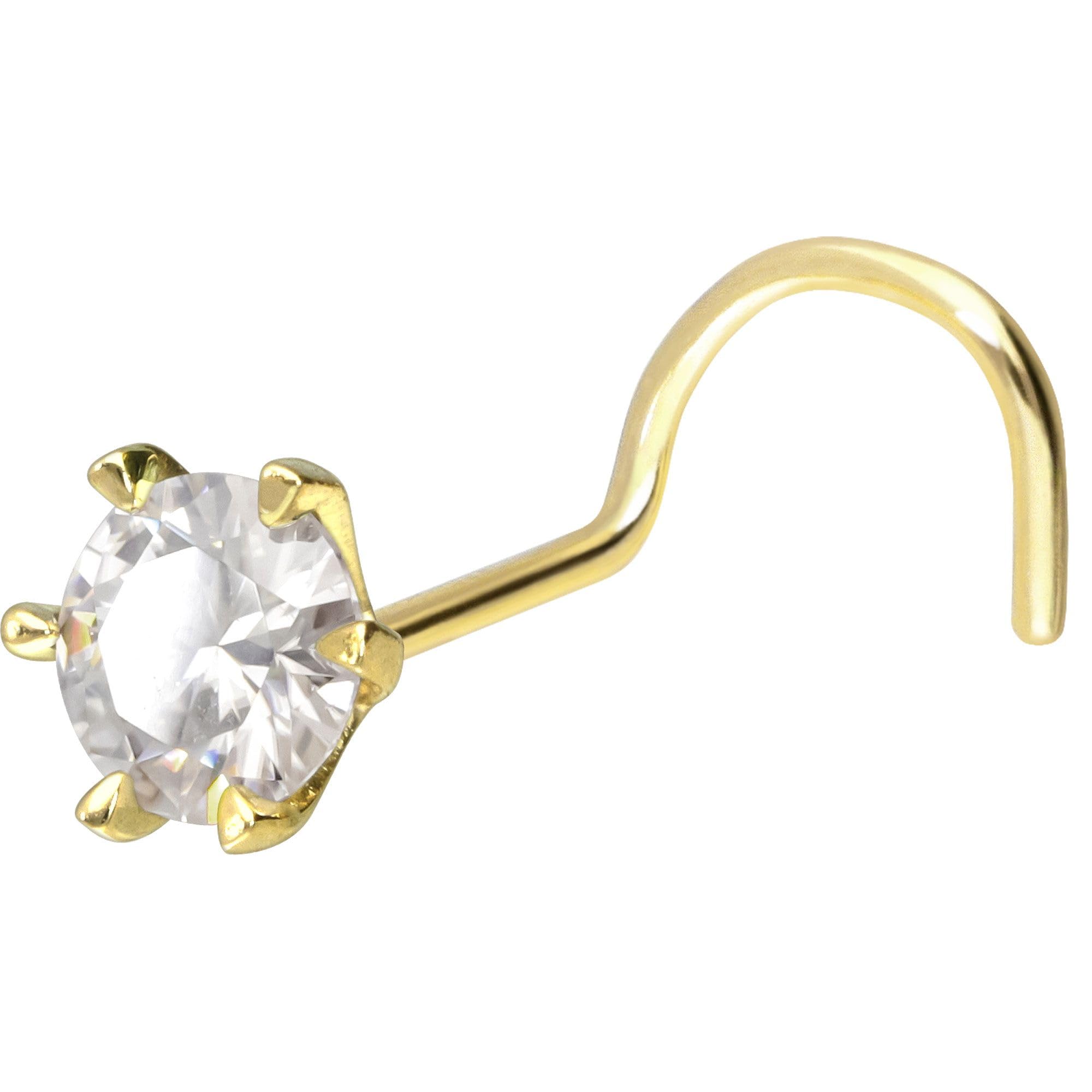 PIERCINGLINE Nasenpiercing 14K Gold Nasenstecker Spirale EINGEFASSTER MOISSANIT 585er Gold - Roségoldfarben, Goldfarben, Silberfarben