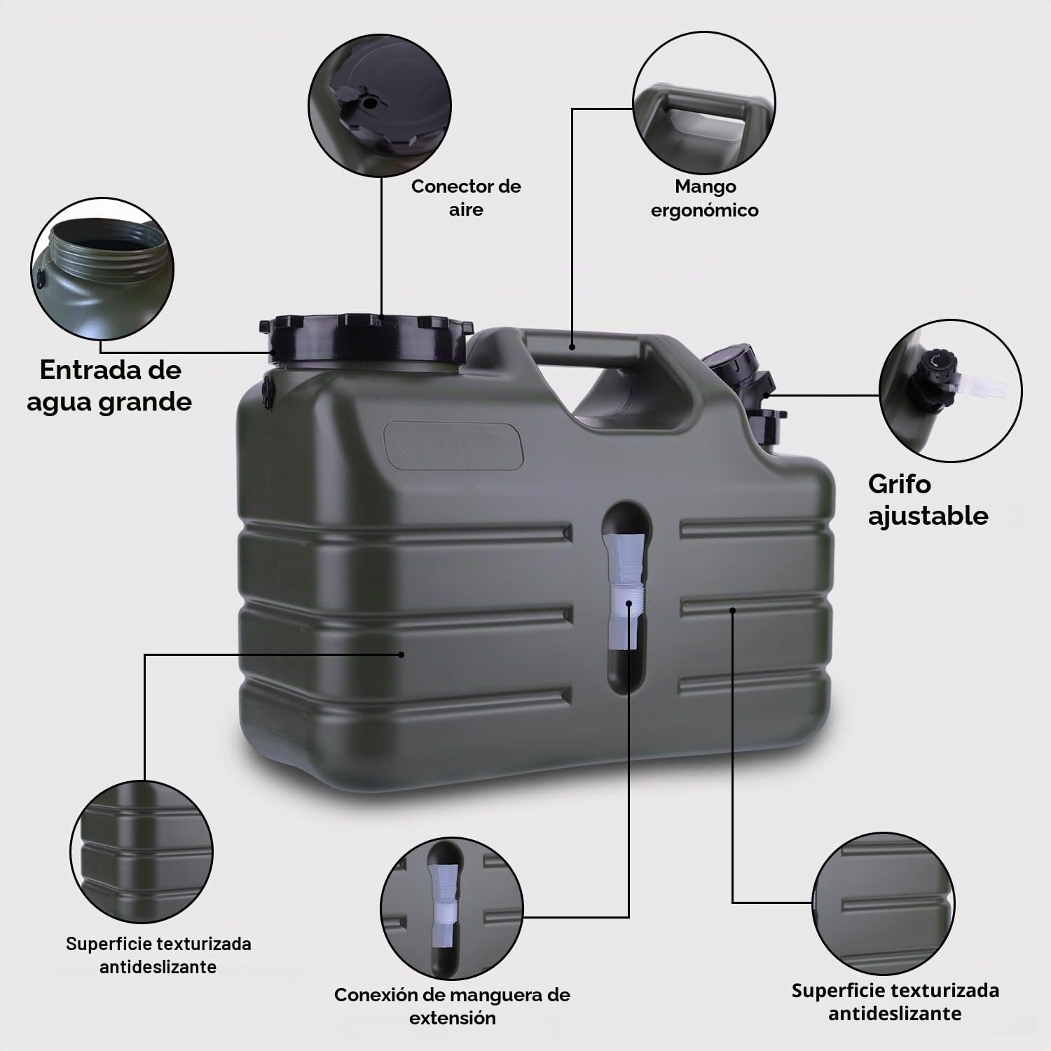 Umikk Bidón de agua con grifo de 10 – 18 L, para camping, sin BPA, bidón de agua potable, bidón portátil multiusos, depósito de agua, depósito de agua para camping con asas