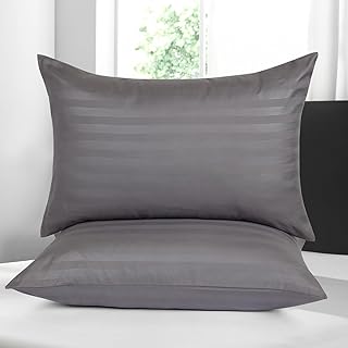 Moonlight Bedding Pillow cases 2 pack - Grey Stripe 50x75cm Luxury Pillowcase 100% Microfiber Hotel Quality Pillow Cover - Super Soft and Breathable Pillow Case