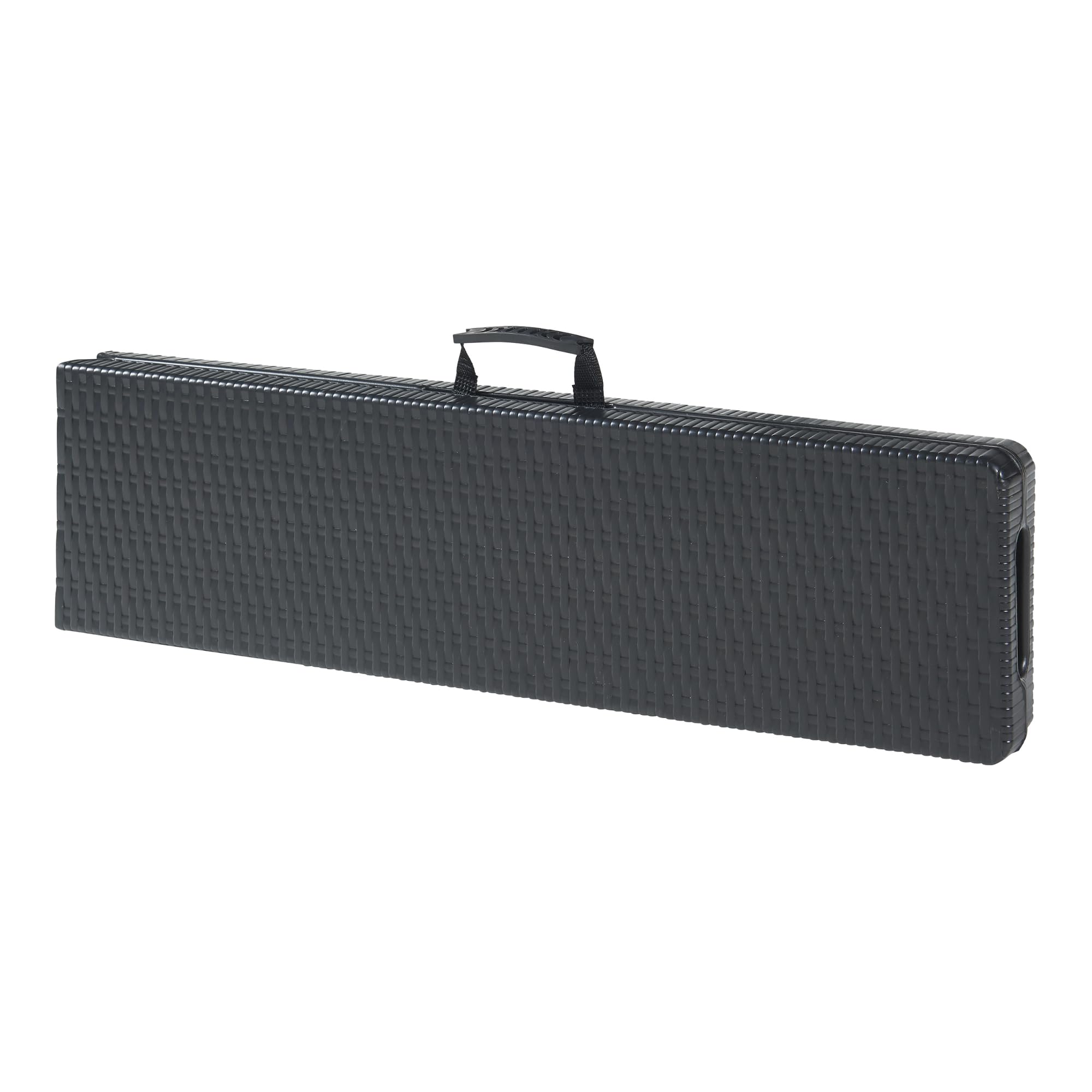 [en.casa] Lot de 2 Bancs de Camping Pliable pour Extérieur Festival Pique-Nique Fête Jardin BBQ Banc Pliant pour 4 Personnes avec Poignée de Transport Métal Plastique 180 x 25 x 43 cm Effet Rotin Noir