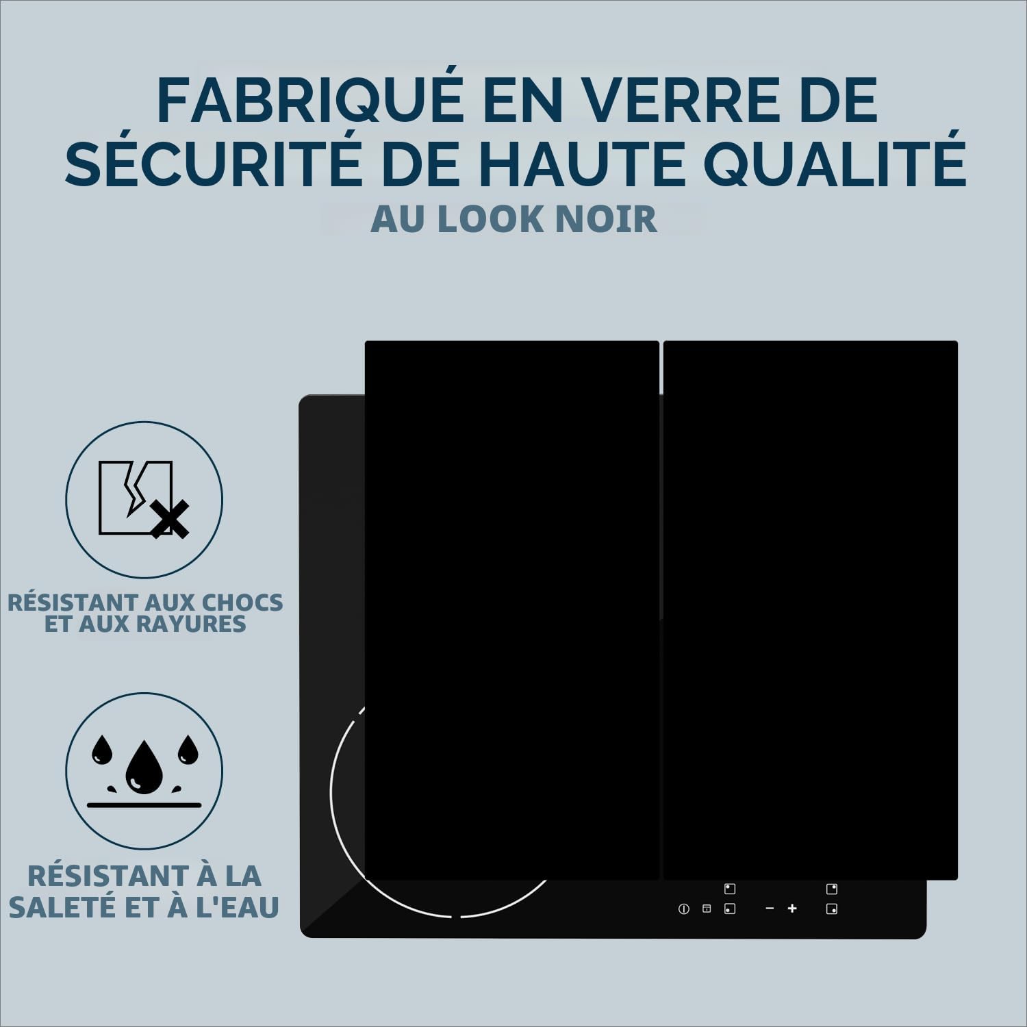 bremermann Lot de 2 plaques de protection en verre de sécurité, env. 30 x 6 x 52 cm (noir)
