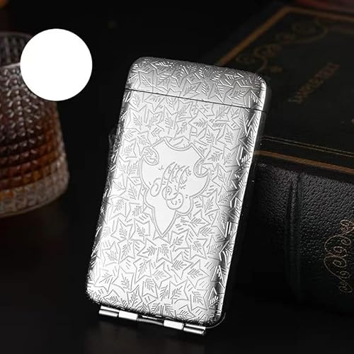 Caja retro de metal para cigarrillos - Soporte para 20 cigarrillos Titular de la tarjeta de crédito Cartera protectora de seguridad para hombres y mujeres (Plata) Cover