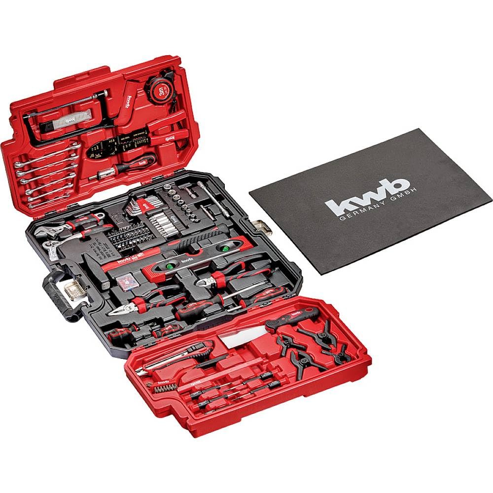 kwb Cassetta degli attrezzi, set di attrezzi da 125 pezzi, robusta valigetta in plastica, con maniglia per il trasporto e la sospensione, set di attrezzi di alta qualità, ideale per officina e casa