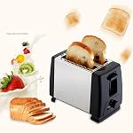 2 Grille-pain mince en tranche, grille-pain en acier inoxydable compact avec fentes larges de popup automatique et plateau en croûte pour la cuisine à la maison