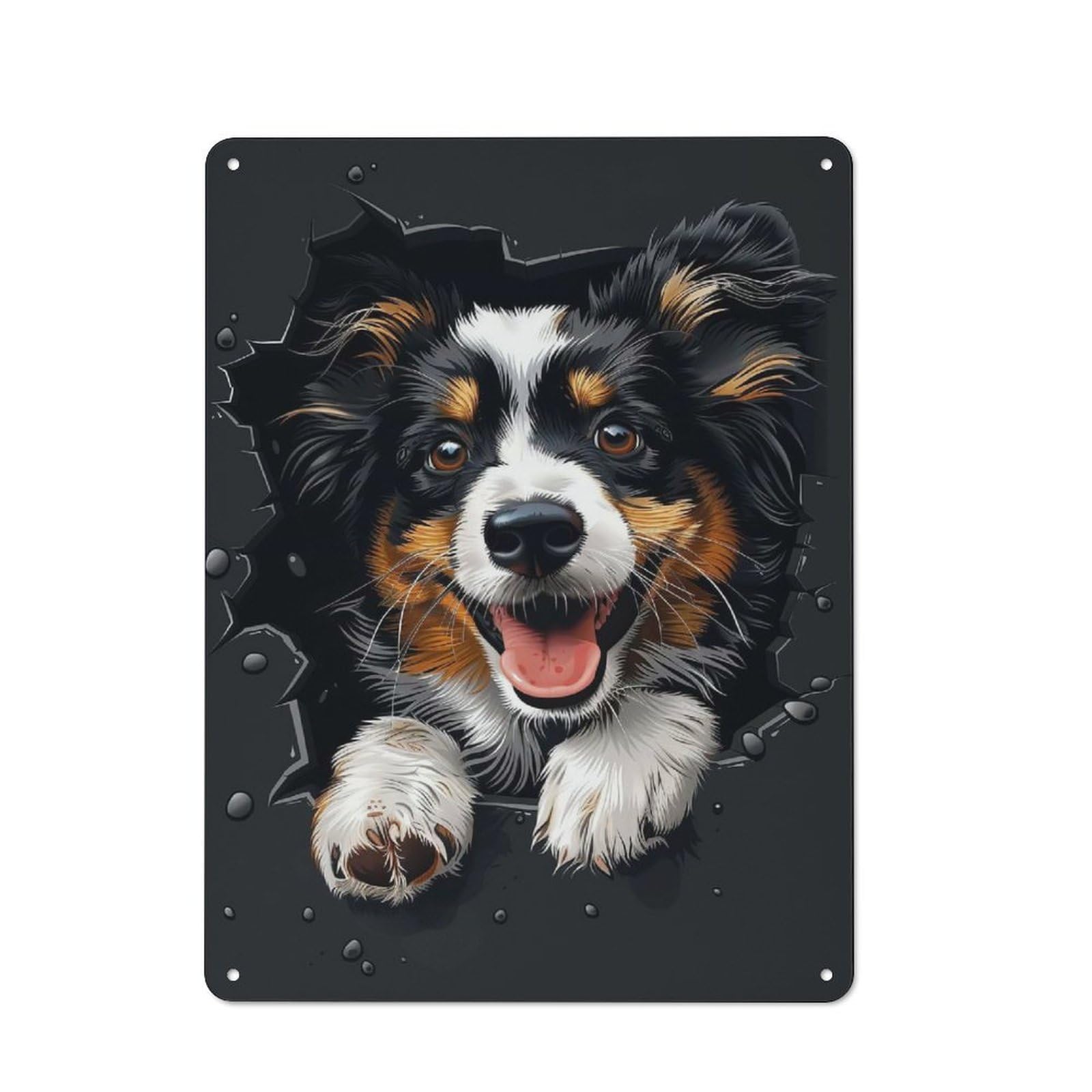 Junmoney Style-13 Old Style Shetland Sheepdog Decorative Tin Plaque 40X30cm, Bar Wall Plaque For Bar, Kitchen, Garage Or Games Room