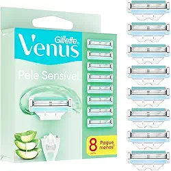 Gillette Venus Pele Sensível Carga para Aparelho de Depilar com Aloe Vera, 8 uds