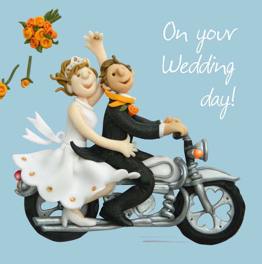 Holy Mackerel 150 mm Square Wedding Card by Artist Erica Sturla - Wedding Motorbike, Celebration, Wedding, Couple, Big Day