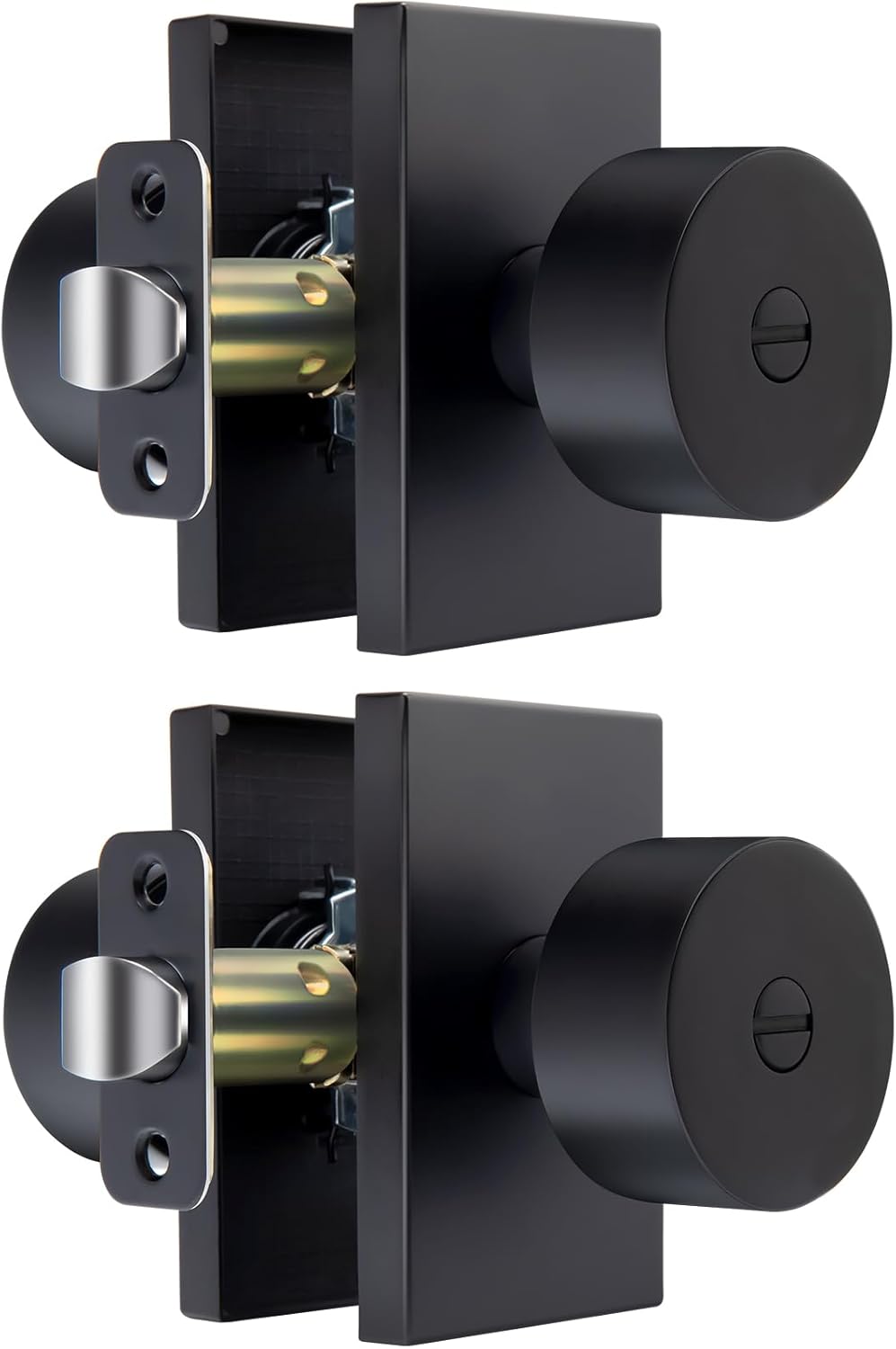 Gold Door Knobs with Lock and Key, Keyed Alike Door Knobs Exterior/Interior, Brushed Gold Entry Door Lock for Front Door, 1 Pack