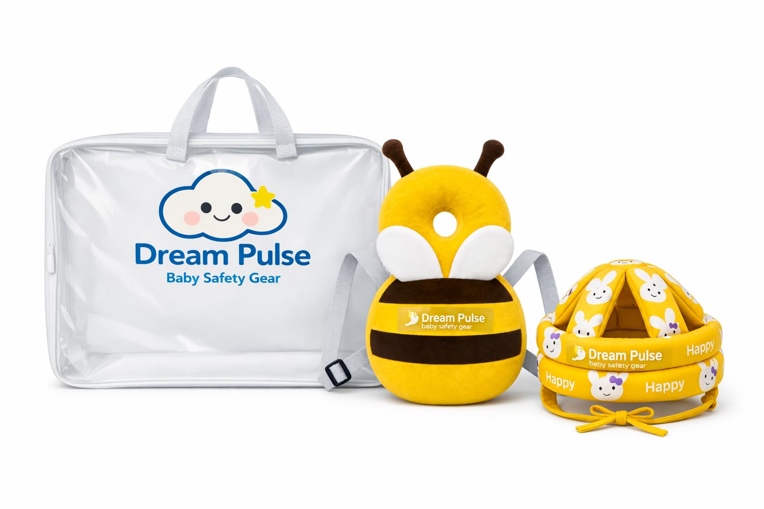 Dream Pulse Baby Head Protection Set with Bee Cushion, Baby Helmet and Head Protector for Baby Safety for Crawling and Walking 6–18 Months During Early Playtime (Yellow Honey BEE)-image-37