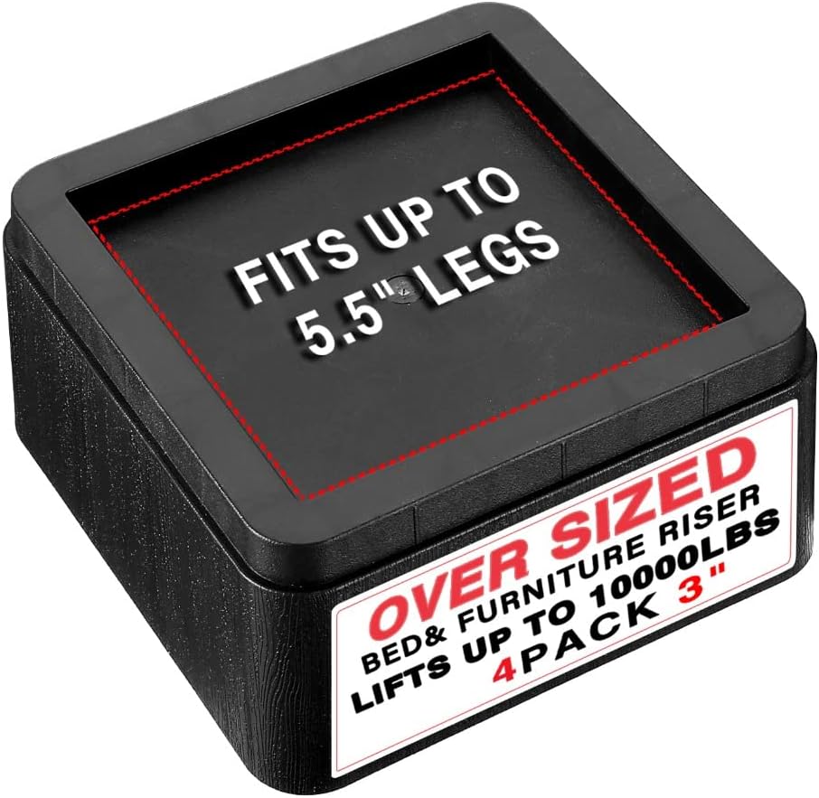 Amazon.com: JONHWI Bed Risers, Oversized Furniture Risers Fit Up to 5.5 ...