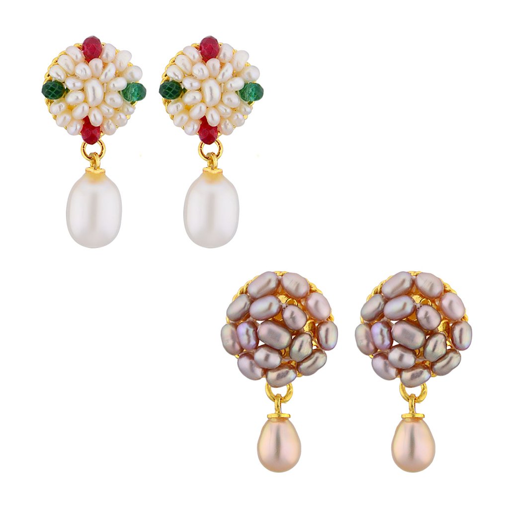 Sri Jagdamba Pearls Dealer Set Of 2 Fresh Water Pearl Earrings For Women & Girls | Pack Of 2 AA Pearl Aana Earrings | With Certificate Of Authenticity Of Pearls (B01DXNVTPK) Amazon Price History, Amazon Price Tracker