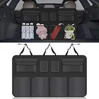 Organizador de Porta Malas Carro, 86 * 47cm, Acessório de Carro para Pendurar No Banco Traseiro, Grande Capacidade, 8 Bolsas de Armazenamento, Preto, Organizador de Porta-malas