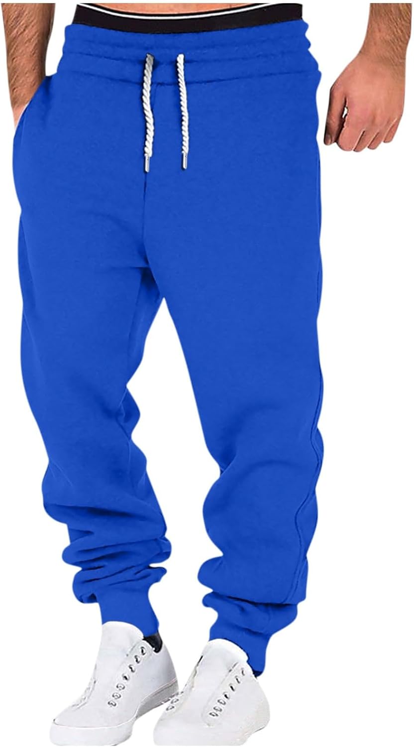 WENKOMG1 Mens Jogger Sweatpants, Elastic Bottom Casual Workout Athletic Running Sweatpant Joggers with Pockets, M-4XL