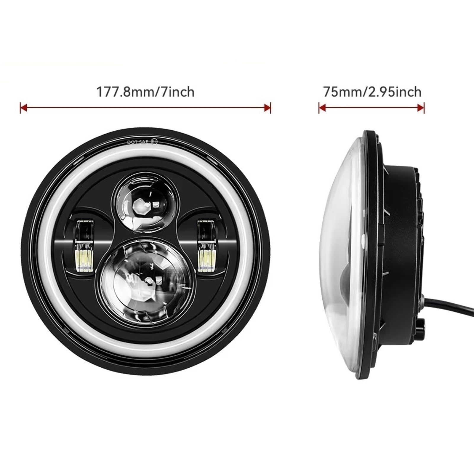ensemble de phare avant Ensemble De Phares À LED DRL Pour Ford Pour F 150 1976 Pour Mustang 1965 1966 1967 1968 1969 1970-1978 Jeu phares(40w Halo light Black)