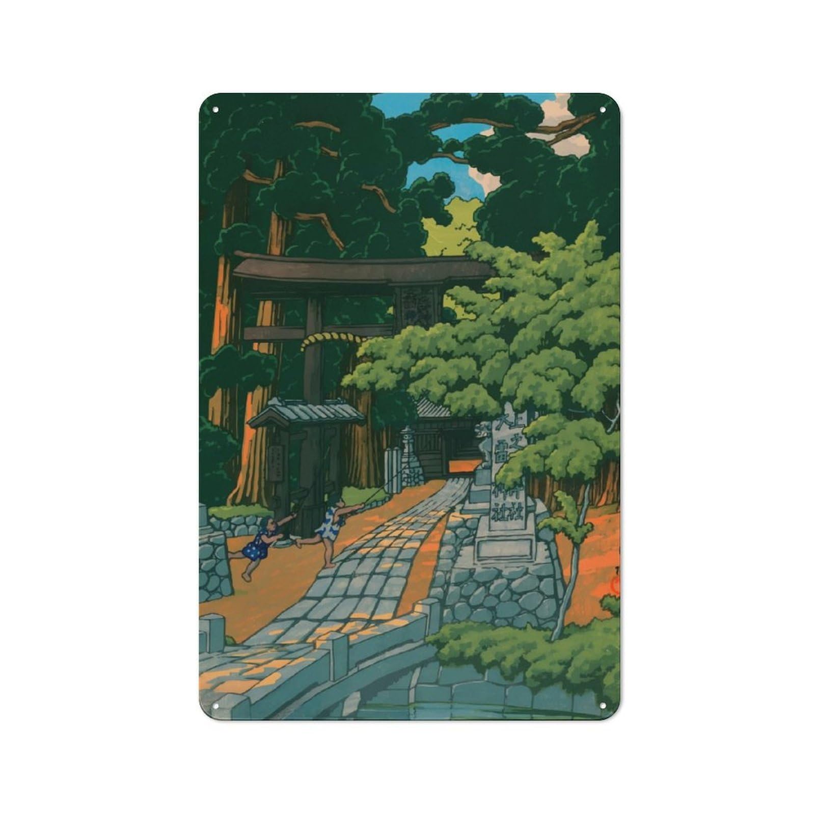 Junmoney Dairaidou Shrine Tin Wall Plaque 30X20cm With For Guest Room Or Hallway, For Hallway Wall Decor Fans