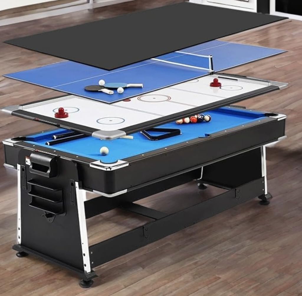 MAS SPORTS PROFESSIONAL 7FT 4 IN 1 BILLIARDS TABLE MULTI GAME TABLE WITH ALL NEW ACCESSORIES,STANDARD