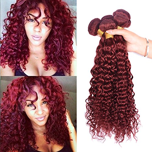 Peruvian 7A Deep Curly Hair Ombre Red Wine Curly Wave Hair 100 Virgin Remy Human Hair Bundles Curly Hair Products 18 20 22 Inch Pure Color
